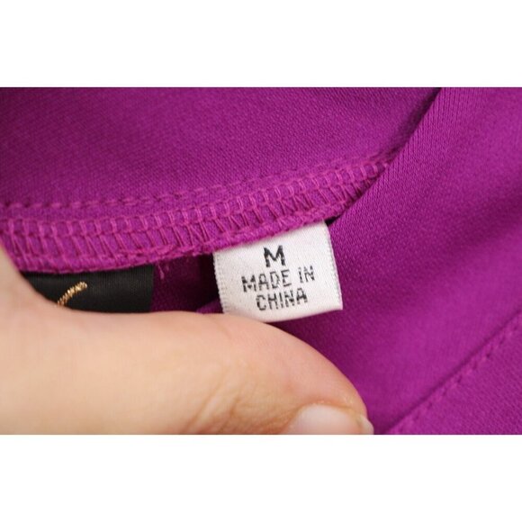 Bob Mackie 3/4 Wide Embroidered Sleeves Wearable Art Midi Dress-Medium-Fuchsia - Picture 7 of 11